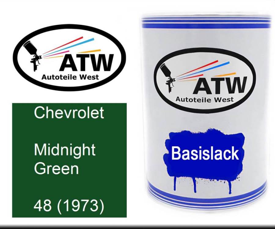 Chevrolet, Midnight Green, 48 (1973): 500ml Lackdose, von ATW Autoteile West.